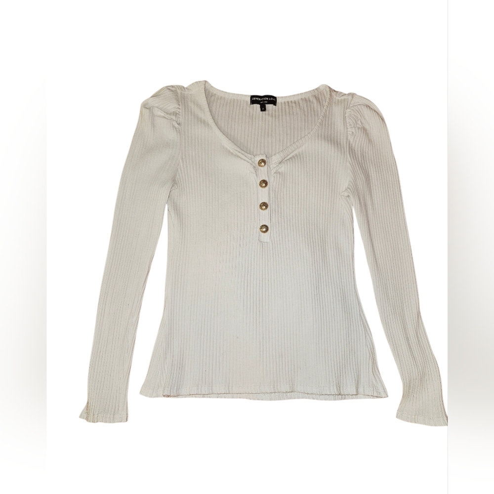 Generation Love Ribbed White Long Sleeve Women's M